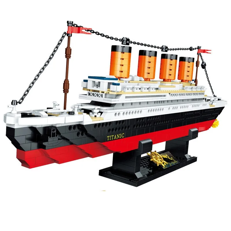 

New 1202pcs Building Block Titanic Cruise Ship Model Boat Diy Assemble Building Blocks Model Classical Brick Toys For Children