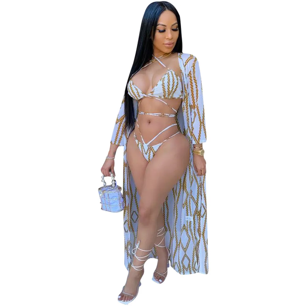 Комплект бикини женский из 3 предметов Модный пикантный купальник на бретелях