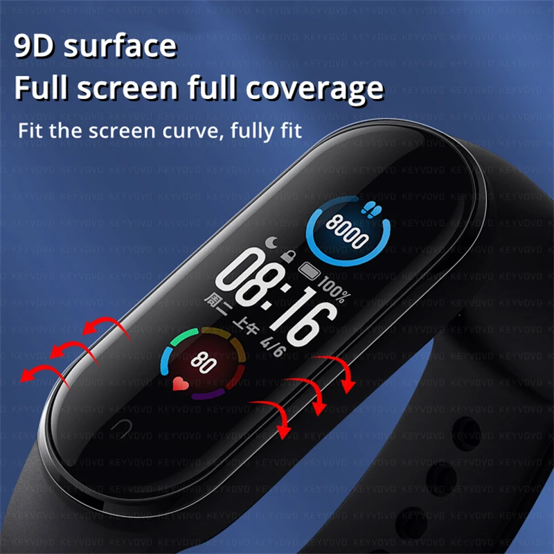 9D Protective Glass for Xiaomi Mi Band 6 5 4 Screen Protector Miband Smart Watchband band5 Soft Film 1/2/3/5PCS | Электроника