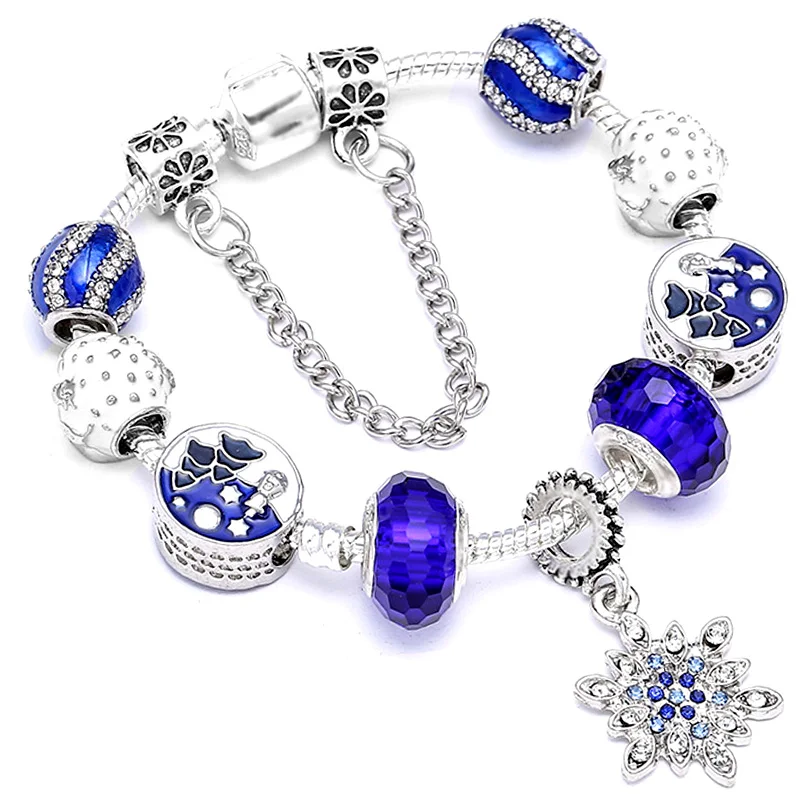 Браслеты с Мики Сантой для женщин и мужчин, зеленый кристалл, Рождественская елка, кремовая кружка, бусины, Рождественская тематика, браслет, браслет - Окраска металла: BT328