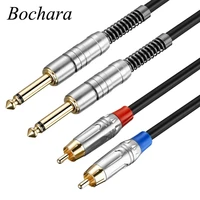 bochara dual 14 inch ts 6 5mm to 2rca ofc audio cable foilbraided shielded