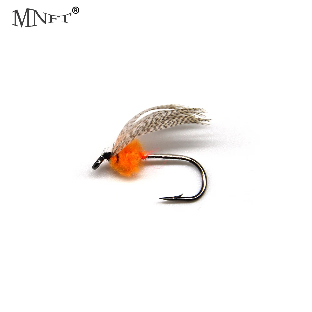 

MNFT 10 шт. оранжевая Нимфа для ловли нахлыстом, нахлыстовая наживка для ловли форели, естественная полосатая приманка с крыльями молотков, иск...