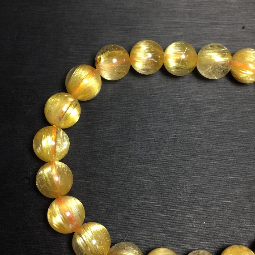 

Из натуральной Золотой Рутиловый Кварц прозрачные круглые бусины браслет для мужчин и женщин 8,8 мм модные богатых камень из натуральной AAAAAA