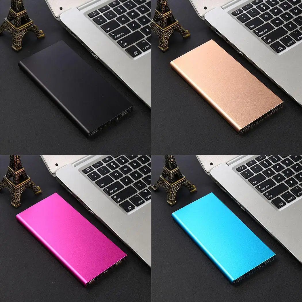 Ultra-thin Metal Power Bank Portable General Dual USB External Battery Charger For Smartphone Powerbank With LED Flashlight | Мобильные