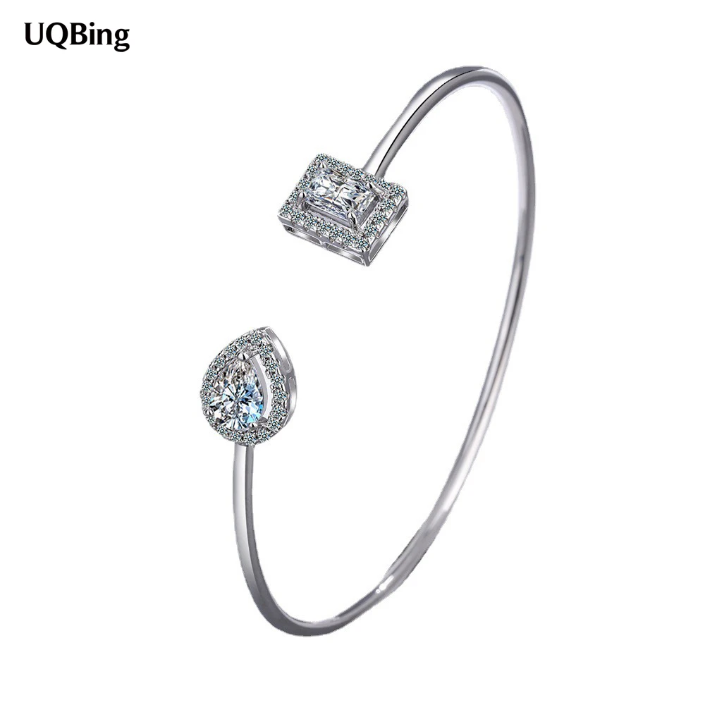 

Женский Открытый браслет из серебра с фианитами