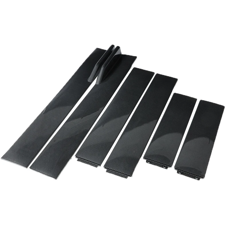 1 Pair 1.8M Black/Carbon Fiber Look Side Skirts Extension Rocker Panels Lip Splitters Car Styling Modified Kit | Автомобили и