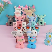 sunrony 1pc new baby teether cartoons sheep rhino animal chewing pandent accessories diy jewelry pacifier clip teething toy