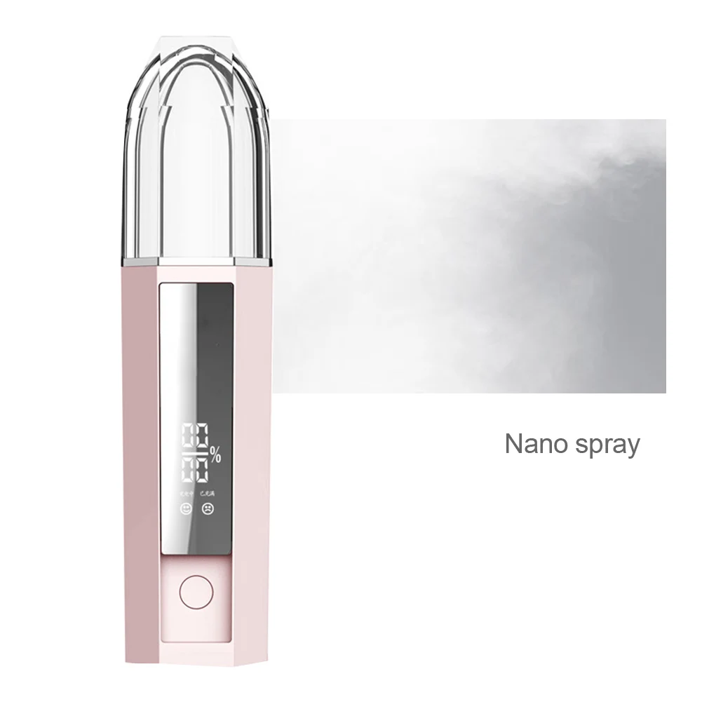 

Handheld LCD Display Face Skin Moisturizing Mist Spray Water Steaming Humidifier USB Rechargable Face Humidifier