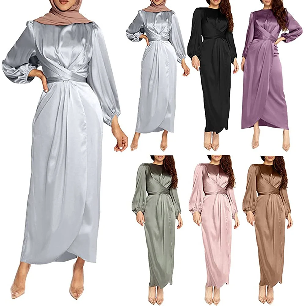 Новинка, мусульманское женское простое шелковое платье-абайя, турецкое кимоно, вечерние платья, абайя из Бангладеш, Арабский кафтан, мусуль...