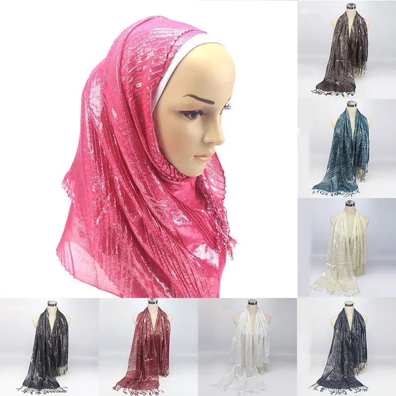Блестящие шелковые шарфы женский платок атласный головной хиджаб женская