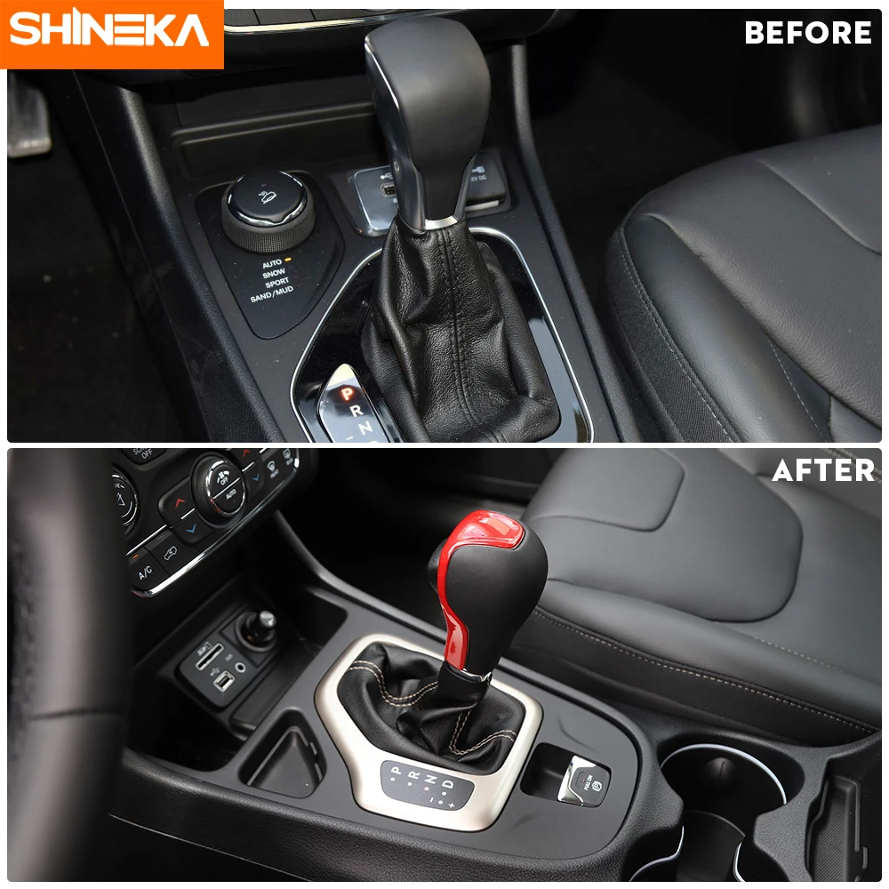 SHINEKA Car High Quality Gear Shift Knob Shifter Handle Decoration Cover Stickers Accessories For Jeep Cherokee 2014-2018 | Автомобили и