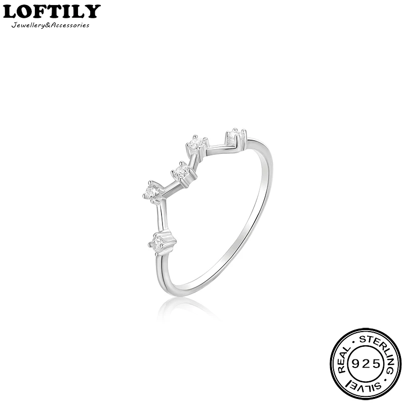 

2020 New Fashion 100% Real 925 Sterling Zircon Finger Constellation Ring Classic Silver Jewelry For Women Wedding Christmas Gift
