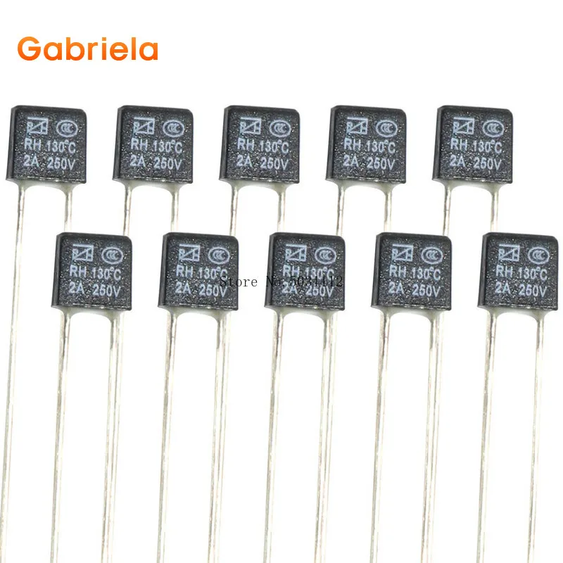 10 шт. RH 250V 2A 130 градусов Цельсия двойной свинцовый температурный контроль тепловой предохранитель