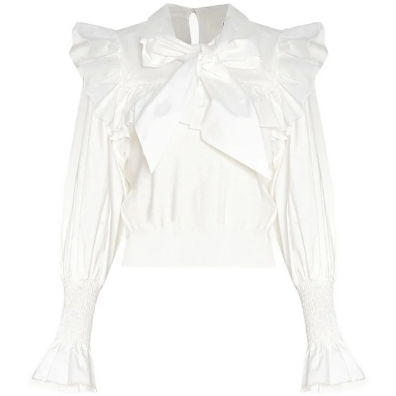 

Shirt Vintage Blouse Women White Lady Long Sleeves Female Loose Street Shirts Autumn Winter 2021 New Women's Retro French Shirt