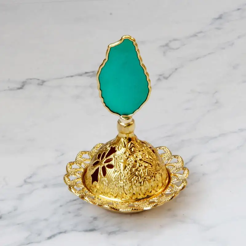 

Golden Iron Art Metal Incense Burner Middle Eastern Style Incense Holder Small Mini Arabian Incense Burner Desktop Decoration