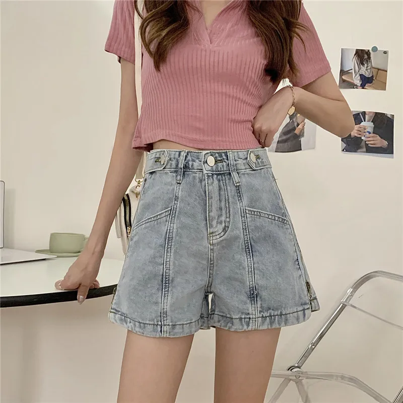 

Denim shorts women's summer loose 2021 new wide-leg fashion net red ins ultra-hot thin section straight high waist was thin