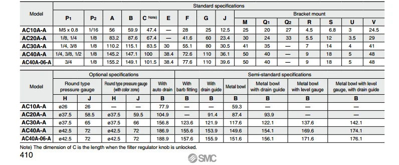 AC20-02 AC20A-02G-A AC20-02-A AC20A-02-A AC30A-03-A AC30A-03G-A AC40A-04-A SMC пневматические компоненты тройной газа источник переменного тока серии