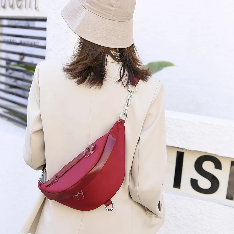 Летняя Повседневная сумка из ткани Оксфорд однотонная с полумесяцем