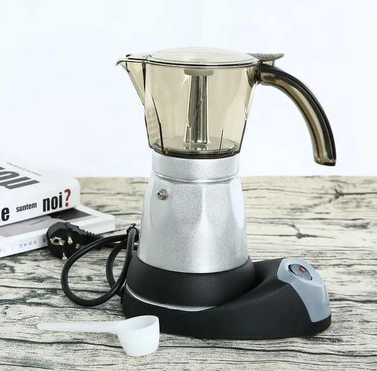 

Electric Aluminum Stove top Coffee Maker automatic heating Mini Espresso Percolator pot Moka espresso coffee Kettle 3-6 cup