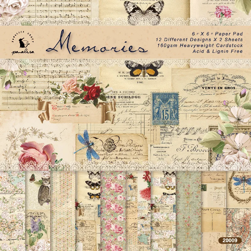 

24 sheets Vintage Retro patterned Paper Pad for DIY Scrapbooking Paper pack Handmade Paper Craft 6"X6" Background Pad Card Photo