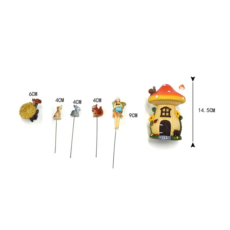 

1set Cute Mushroom House Resin Decoration Fairy Garden Gnome Miniature Craft Creative Micro Landscape Flower Pot Home Decor