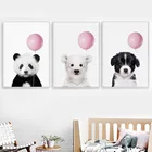Настенные плакаты для детской комнаты с изображением животных, жирафа, панды