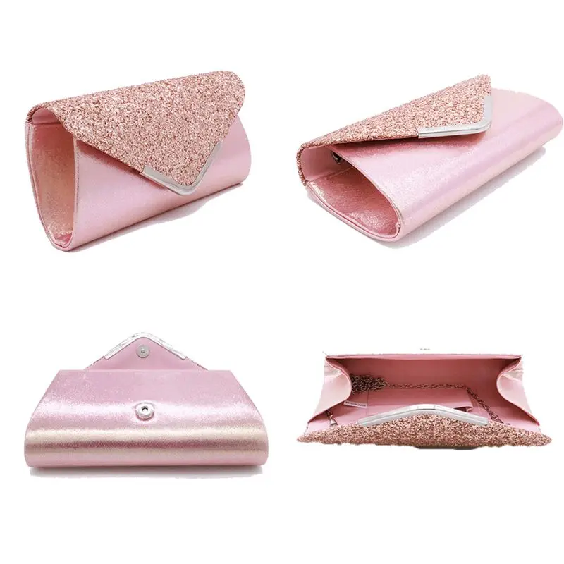 Женский атласный кошелек клатч вечерняя сумка для невесты с блестками
