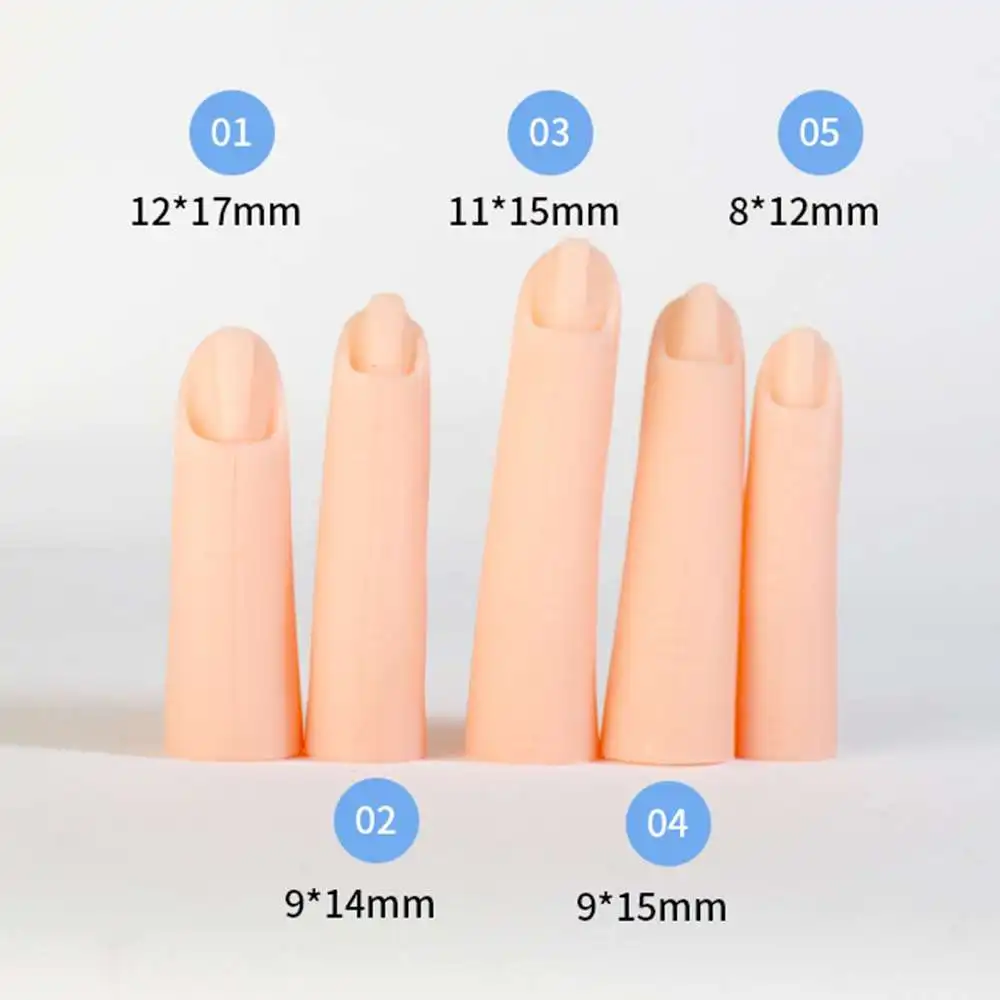 

New Nail Art Trainer Practice Training Finger Model Silica Gel Salon 5pcs/set