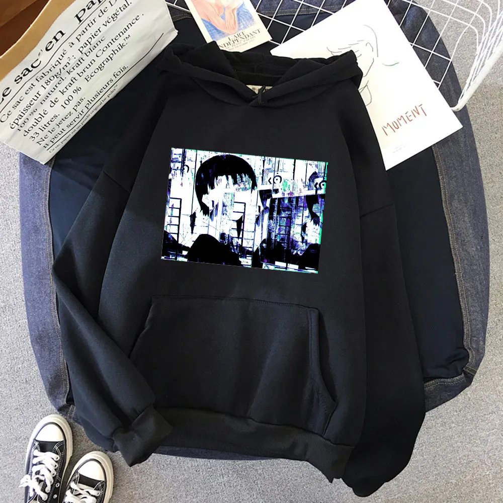 

Unique Glitch Style Serial Experiments Lain Hoodie Pullover Womens Manga Iwakura Cotton Long Sleeve Harajuku Streetwear Jacket