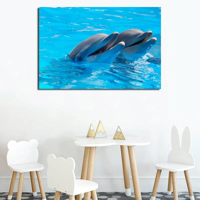 

Dolphin Cute Wallpaper Canvas Posters Prints Wall Art Painting Oil Decorative Picture Modern Living Room Home Decoration Artwork
