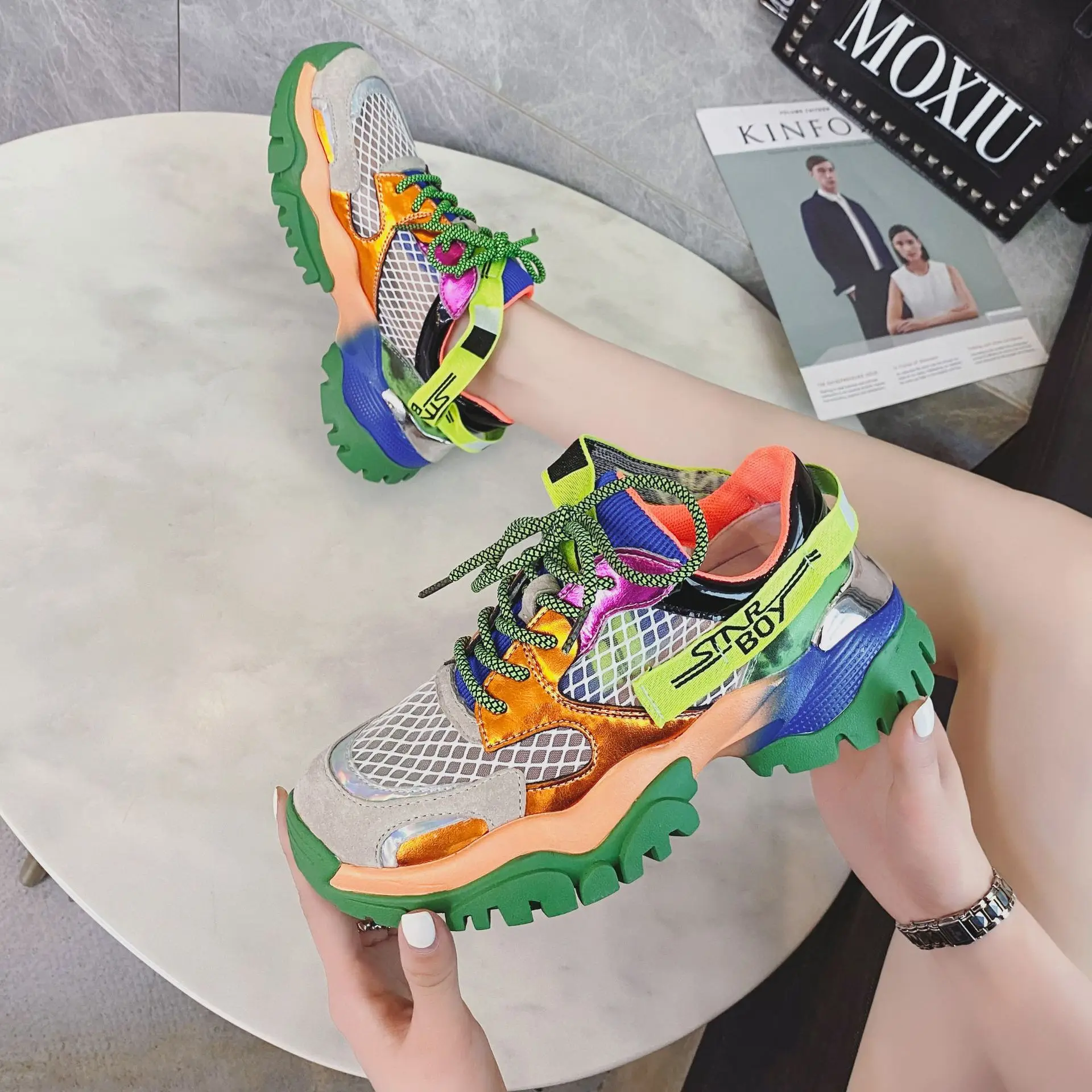 

Jookrrix 2020 Women Summer Fashion Increased Chunky Shoes For Female Comfortable Wedges Thick Sole Lady Casual Sneakers ZD2760