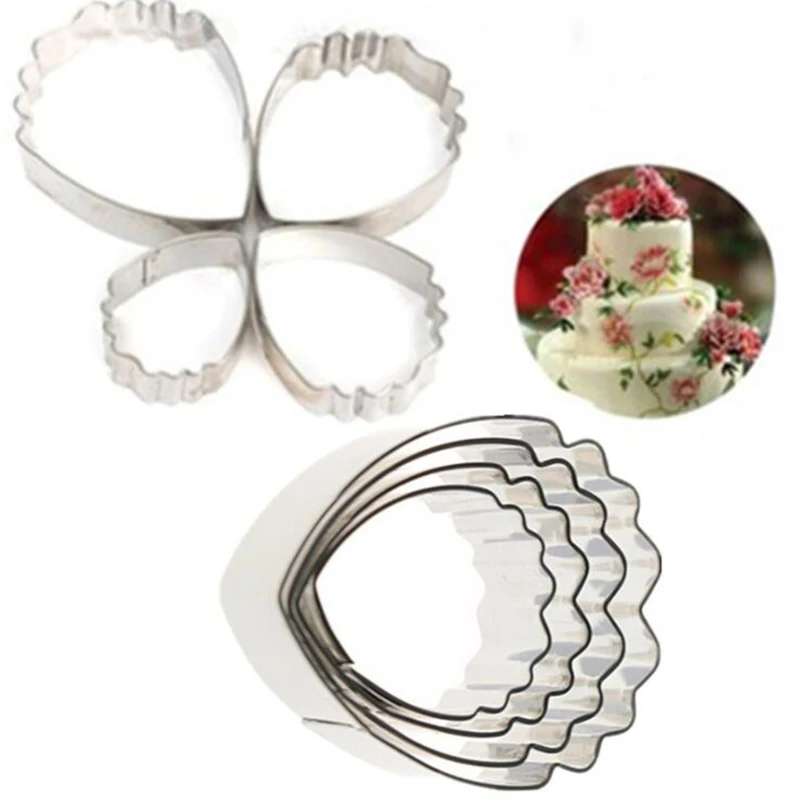 4 шт. нержавеющая сталь размер пресс-форм пион лепестковая форма для