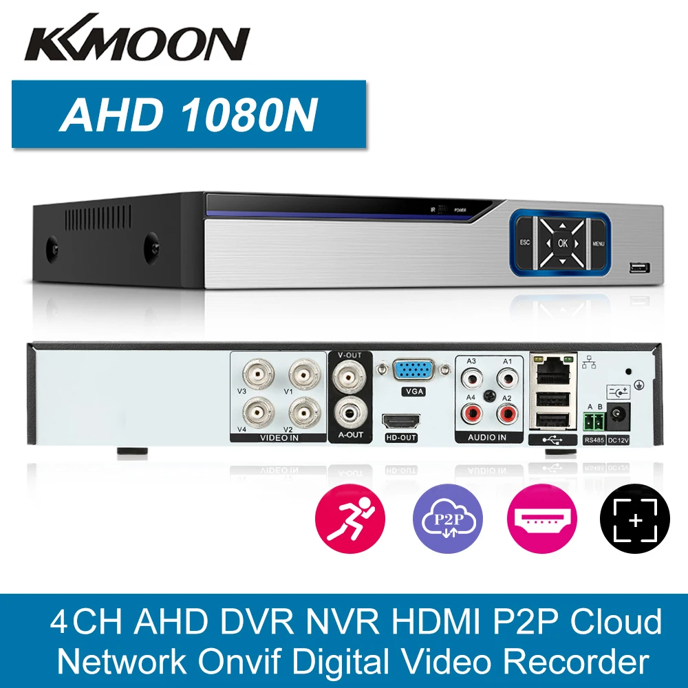 Гибридный видеорегистратор 4 канала 1080P высокое разрешение AHD/ONVIF