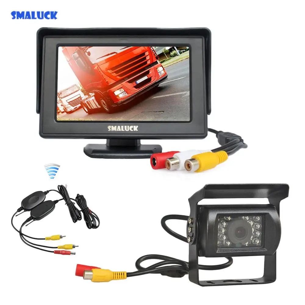 Беспроводной 4 3-дюймовый автомобильный монитор SMALUCK + Водонепроницаемая