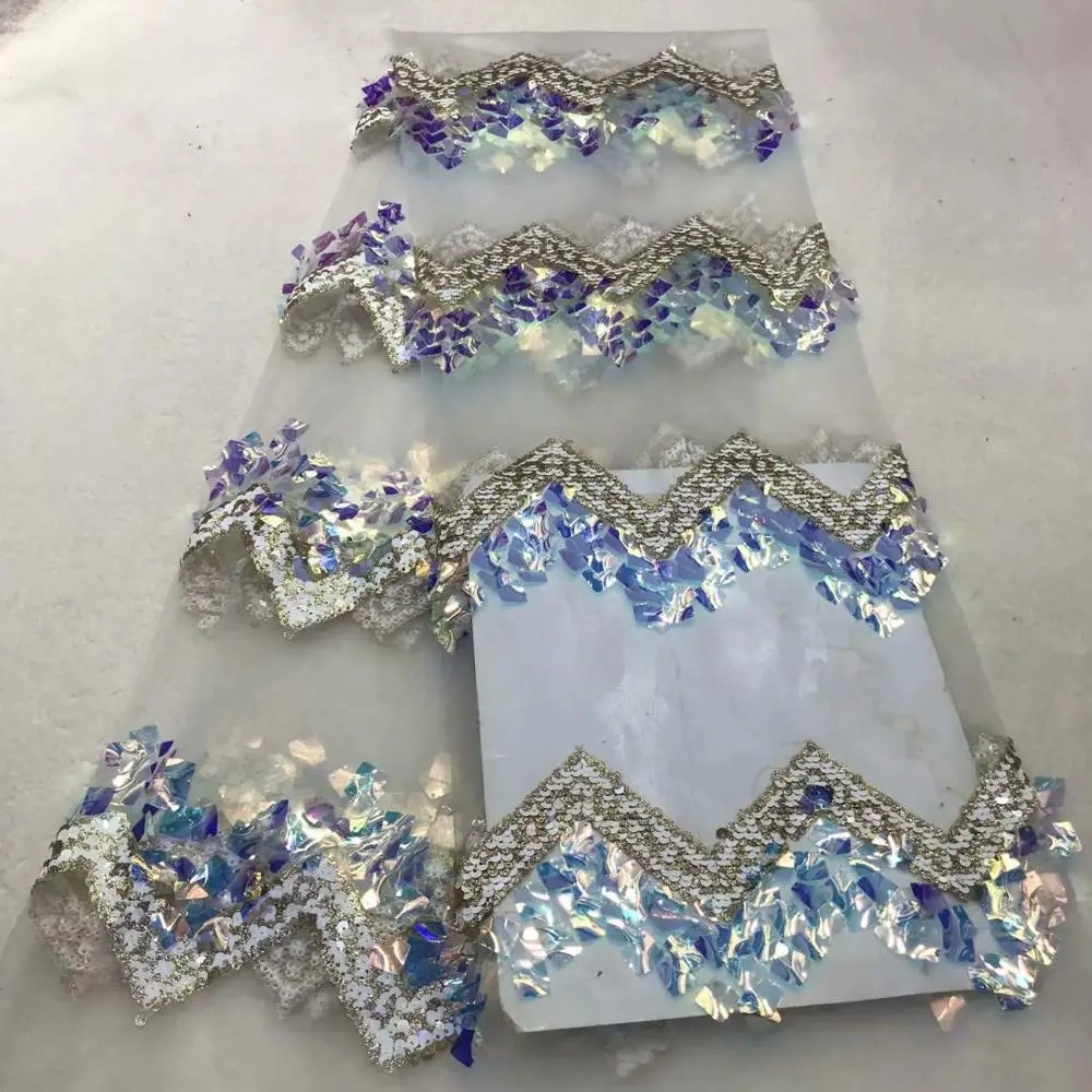 

Latest African Lace Fabric with Sequins Fashion Embroidery High Quality French Tulle Net Lace Fabric For Nigerian Wedding Paery