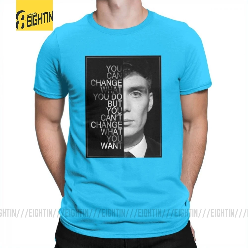 Peaky Blinders мужские футболки с круглым воротником, футболки для отдыха, высокое качество, короткий рукав, хлопок, футболки размера плюс, Популярные - Цвет: Medium Blue