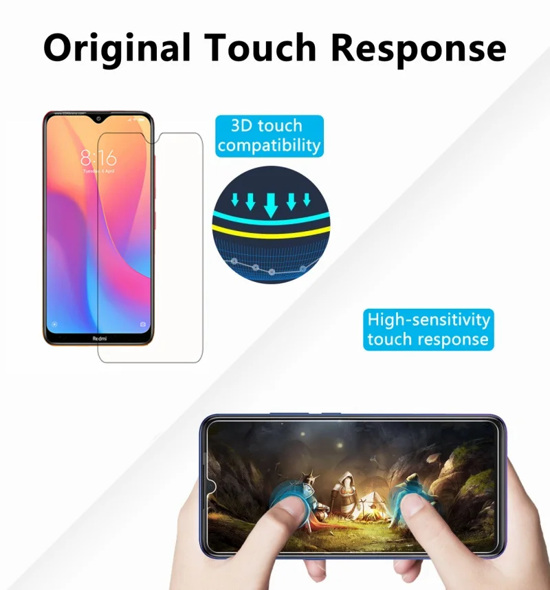 Vidrio templado para Xiaomi Redmi 8A, Protector de pantalla ultrafino, pel&iacute;cula endurecida HD, 2 uds.-2