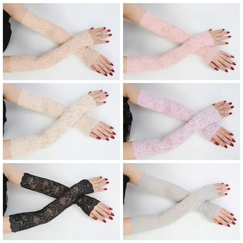 

Classic Fake Sleeves Arm Sleeves Sexy Lace Gloves Summer Sunscreen Fingerless Mitten Covered Elastic Arm Protectors Wrist Sleeve