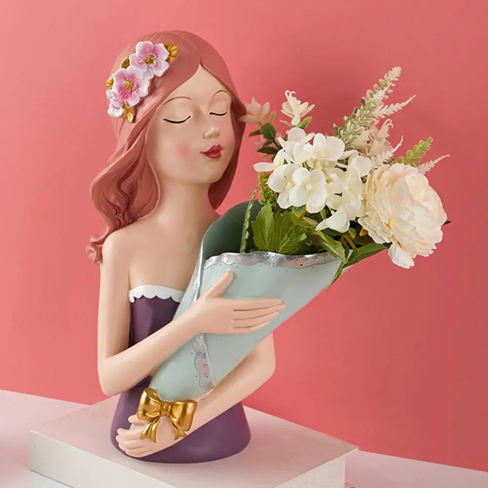 

2021 Resin Bouquet Girl Sculpture Ornament Gift Living Room Ornament Home Decor Accessories Desktop Decoration New Year