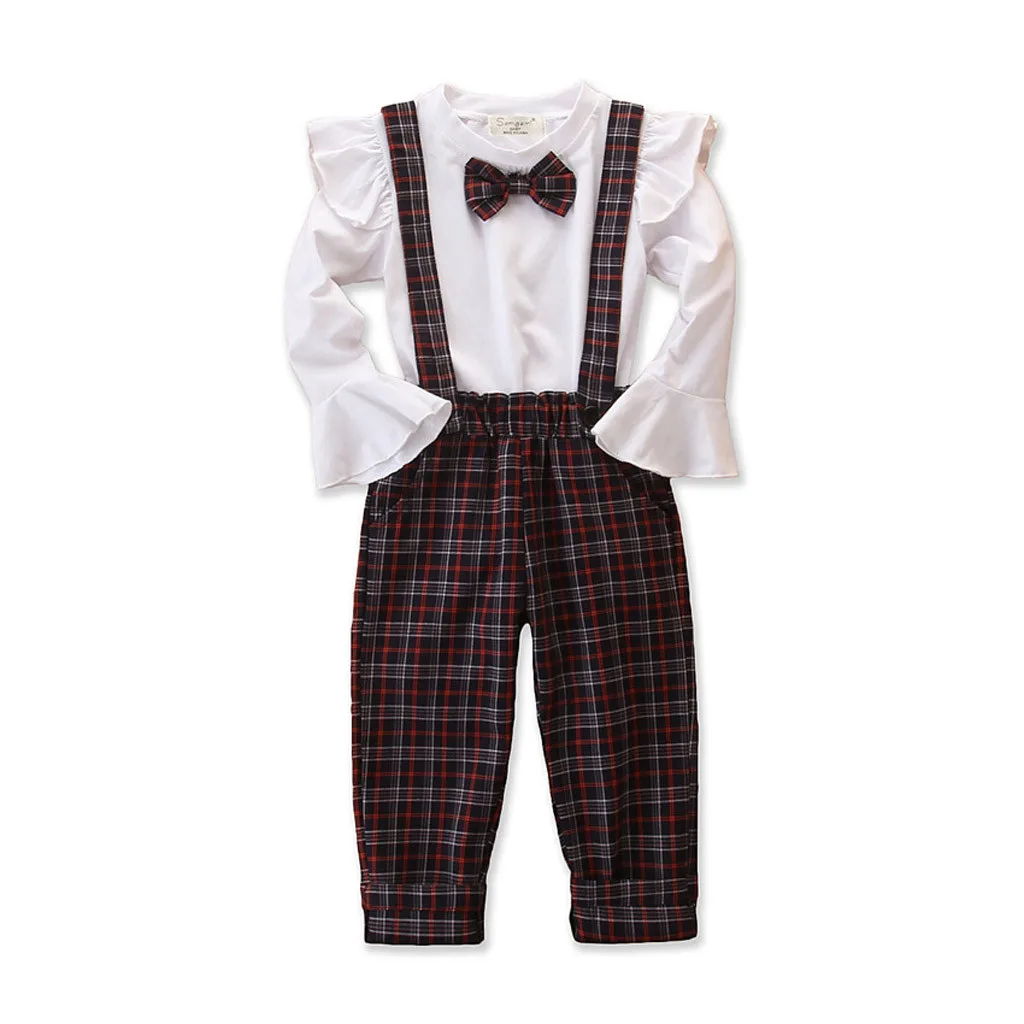 Одежда для маленьких девочек детей мальчиков блузка с бантом рубашка топы брюки