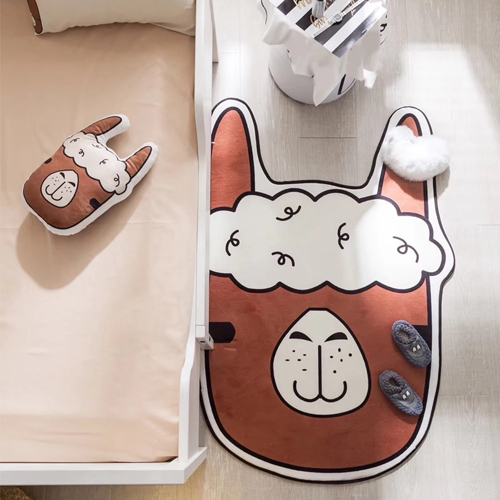 Мультяшный стиль рисунок альпака ковер нескользящий мягкий коврик для ванной