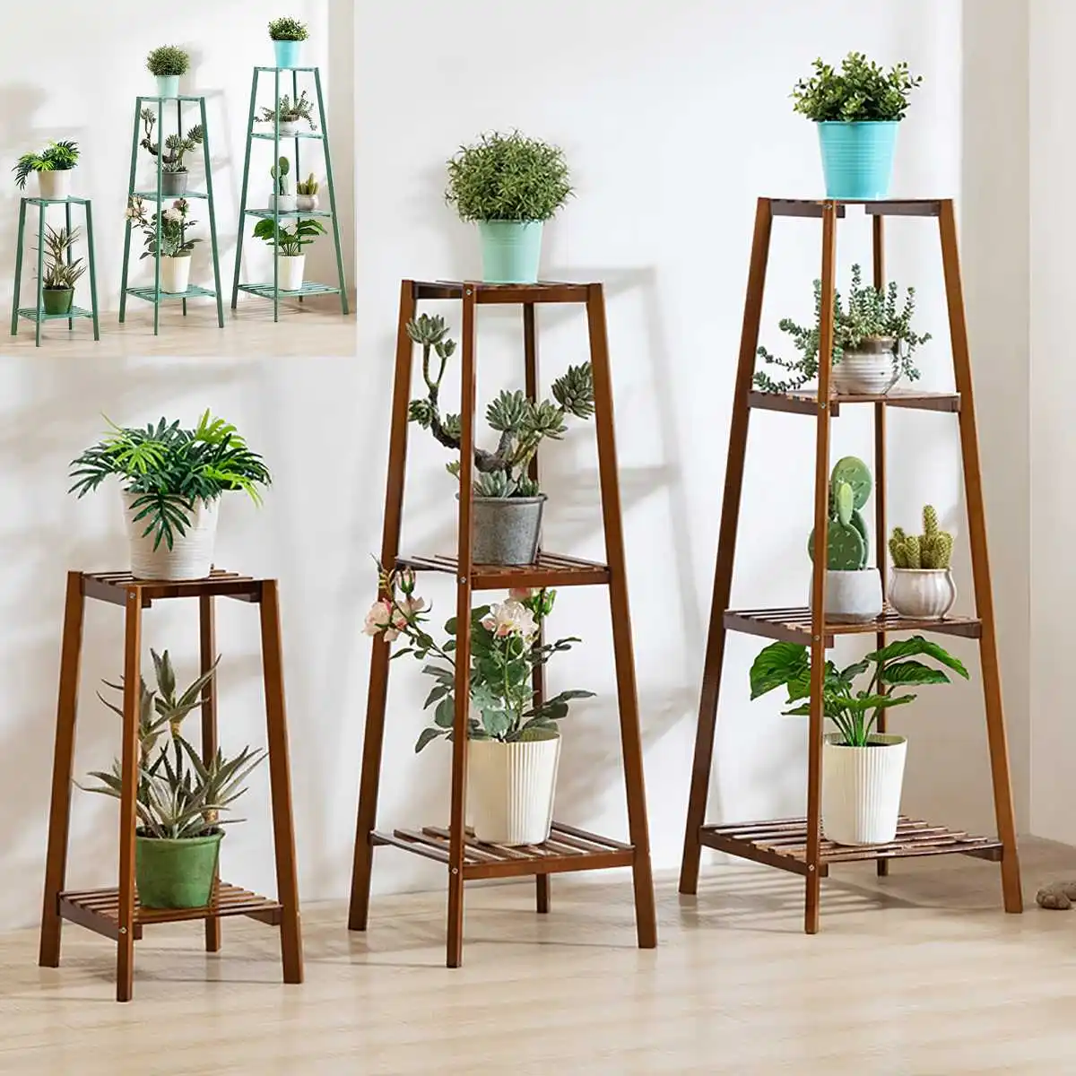 

4 Layers Simplicity Wood Stand For Plants Landing Type Light Extravagant Multi-storey Shelf Indoor Flowerpot Frame Flower Stand