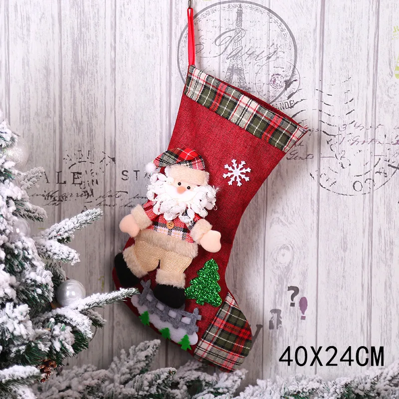 style 1-1-santa Подарочный Рождественский чулок сумки год Детские Рождественские украшения для подарков для дома с утолщённой меховой опушкой, хороший декор натальное дерево украшения Noel "сделай сам" - Цвет: style 1-1-santa
