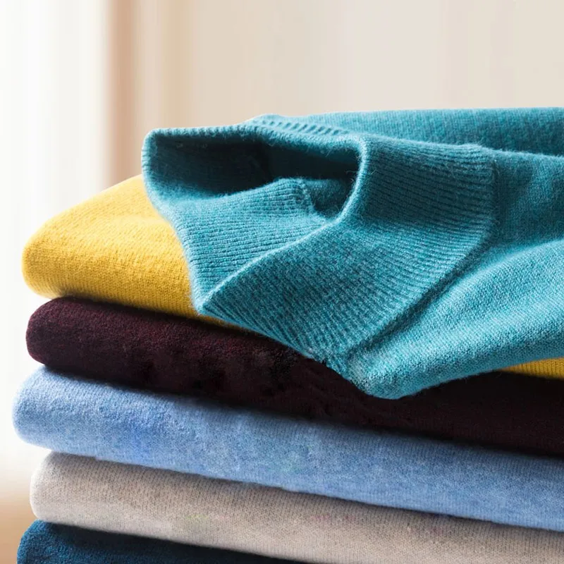 

Мужской свитер Minglu с высоким воротником, роскошные осенне-зимние однотонные повседневные мужские свитера, модный приталенный плотный мужс...