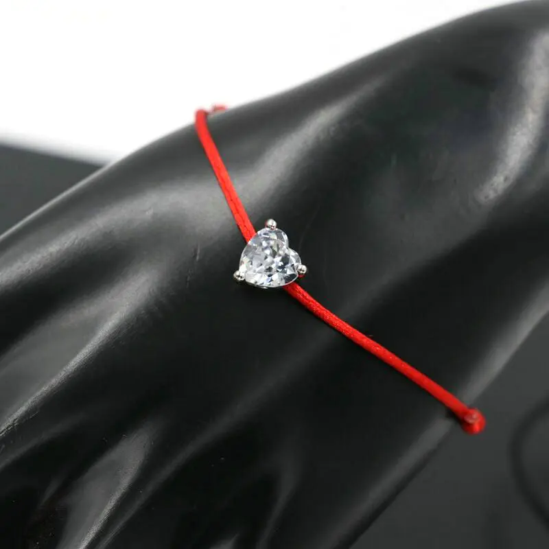 Женский плетеный браслет BPPCCR с подвесками в форме сердца и кристаллами циркония