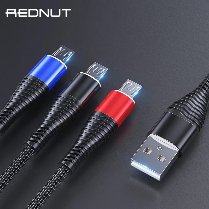 REDNUT нейлоновый Кабель Micro USB в оплетке 3A Быстрая зарядка передачи данных провод