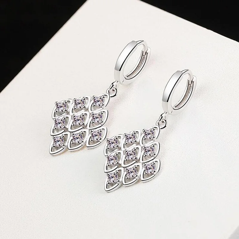 Женские серьги кольца из серебра 925 пробы с цирконом|Серьги-кольца| |