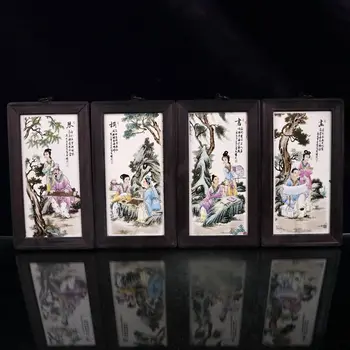 Collection of Chinese famille rose, piano, chess, calligraphy and painting, figure pattern, porcelain plate painting, a set