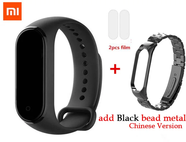 black bead metal Xiaomi Mi Band 4 смарт-Браслет фитнес-браслет AI Bluetooth 5,0 AMOLED цветной сенсорный экран AI частота сердечных сокращений - Цвет: black bead metal