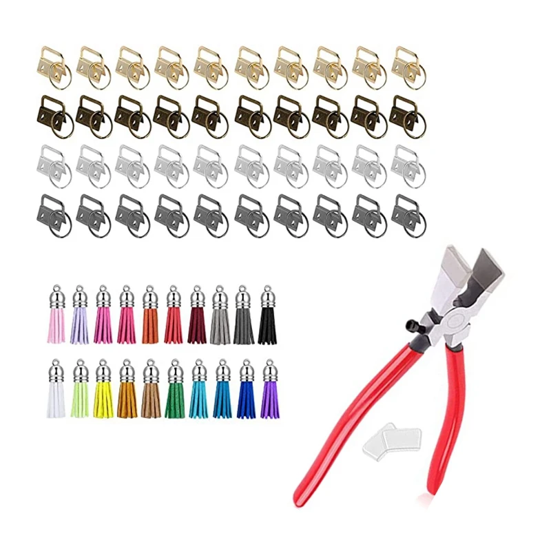 

40 Pcs 2.5Cm Key Fob Keychain Hardware with Pliers Tool Set for Wristlet Clamp Key Lanyard Making